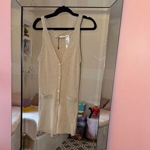 Zara Beige Button-Front Tank Top